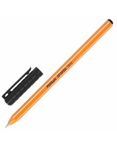 Ручка шариковая масляная Officepen 1010 ЧЕРНАЯ корпус оранжевый узел 1 м Pensan