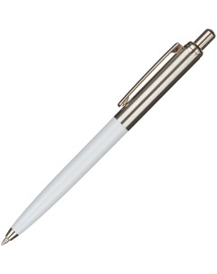 Ручка шариковая автоматическая металл корп белый серебристый синяя 3шт Nobrand