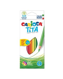 Карандаши цветные Tita 12 цветов пластиковые грифель 3 мм шест Carioca