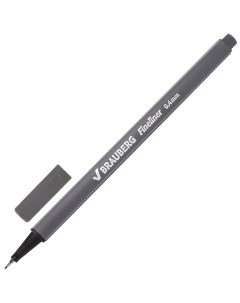 Ручка капиллярная линер Aero СЕРАЯ трехгранная металлический наконеч Brauberg