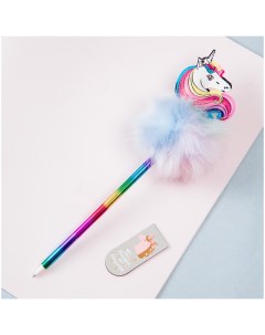 Ручка шариковая Rainbow Unicorn синяя 0 7мм корпус ассорти с топпером 12шт Meshu
