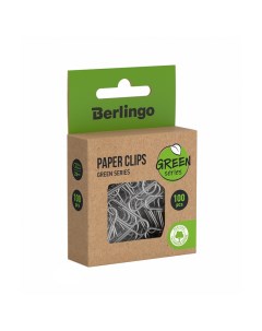 Скрепки 28мм Green Series 100шт никелированные крафт упак европодвес Berlingo
