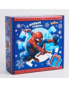 Подарочная коробка складная С Новым Годом Человек паук 24 5 x 24 5 x 9 5 см Marvel