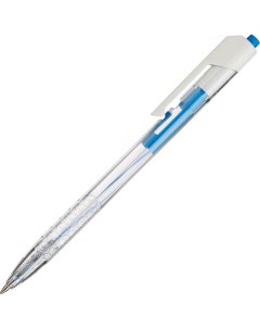 Ручка шариковая автоматическая д шар 0 7 мм прозрачный корпус синяя 15шт Deli
