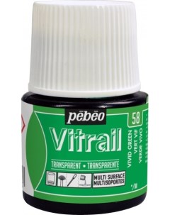 Краска для стекла и металла Vitrail лаковая прозрачная 45 мл ярко зеленый Pebeo