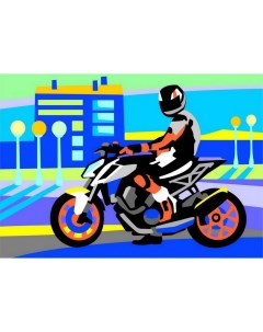 Картина по номерам для малышей Мотоциклист Ркн073LR Лори