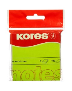 Стикеры 330458 2 для заметок 75х75 неоновая зеленая 100 листов 2 штуки Kores