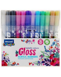 Маркеры краски Gloss с эффектом металлик 12 цветов толщина линии 1 0 2 0 мм Mazari