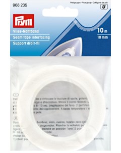 Флизелиновая лента для прочности швов 10 мм белая 10 м в упаковке Prym