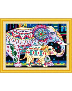 Алмазная мозаика сияющая 40 50 см Индийские слоны без подрамника 662452 Остров сокровищ