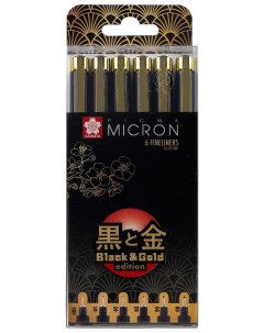 Набор капиллярных ручек POXSDKB6YOS Pigma Micron Gold Limited Edition 6 шт Sakura