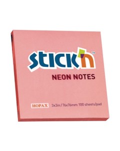 Упаковка блоков самоклеящихся 21166 76x76 100 л неон розовый 12шт в упаковке Stick`n