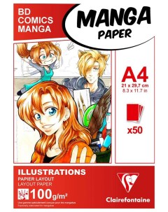 Скетчбук CL 94042C Manga Illustrations А4 50 л 100 г Clairefontaine