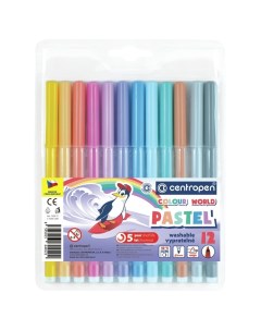 Фломастеры Colour World Pastel TP 12 7550 12 цветов трехгранные смываемые Centropen