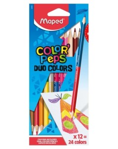 Цветные карандаши двусторонние Color Peps Duo 24 цвета 12шт Maped