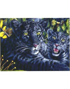 Набор для вышивания Черная пантера с детенышами 99397 Kustom krafts