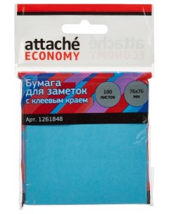 Стикеры Economy 76x76 мм неоновый синий 1 блок 100 листов 1261848 Attache