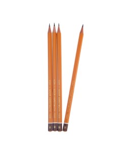 Набор чернографитных карандашей 4 штуки профессиональных 1500 B3 заточенные Koh-i-noor
