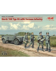 Сборная модель 1 35 Horch 108 Typ 40 с германской пехотой 35504 Icm