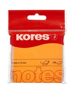 Стикеры 330459 2 для заметок 75х75 неоновая оранжевая 100 листов 2 штуки Kores