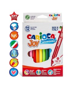 Фломастеры 12 цветов Joy 2 6 мм смываемые увеличенный ресурс суперярки Carioca