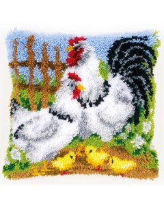 Набор для вышивания подушки Куриное семейство на ферме арт PN 0148984 Vervaco