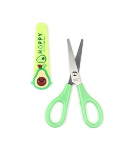 Детские канцелярские ножницы Авокадо в чехле 14 см зеленые Nobo