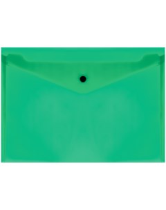 Папка конверт на кнопке А4 150мкм пластик прозрачная зеленая ММ 32274 10шт Стамм