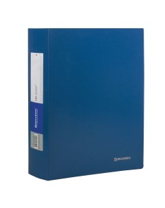 Папка файловая 100 вкладышей Office А4 пластик 800мкм синяя 222640 4шт Brauberg