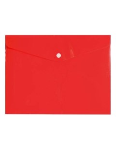 Папка конверт на кнопке А5 180мкм пластик прозрачная красная Informat