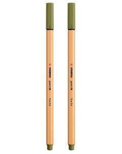 Капиллярная ручка линер для скетчинга 0 4мм Point 88 зеленый ил 2шт Stabilo