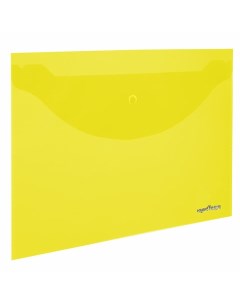 Папка конверт на кнопке А4 до 100 листов 180мкм прозрачная желтая 10шт Юнландия