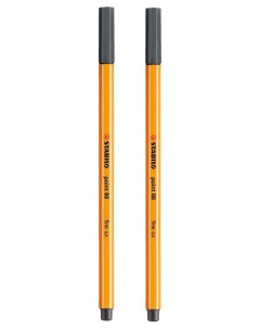 Капиллярная ручка линер для скетчинга 0 4мм Point 88 темно серая холодная 2шт Stabilo