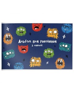 Альбом для рисования А4 8л Crazy Monsters мелованный картон скрепка Schoolformat