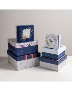 Набор подарочных коробок 6 в 1 Новогодний 10 2 х 10 2 х 6 см 20 х 20 х 11 см Bazar