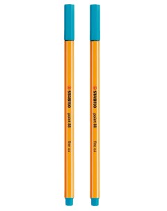 Капиллярная ручка линер для скетчинга 0 4мм Point 88 голубая 2шт Stabilo