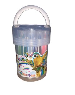 Набор фломастеров TZ_Ф 6877 18 9 3 18 цветов полосатый корпус в банке с ручкой Tongdi