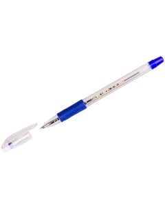 Ручка шариковая Low Vis синяя 0 7мм грип штрих код 12шт Crown