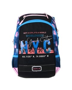 Рюкзак молодежный Across эргоном спинка 43 х 29 х 15 см NYC черн синий розовый Merlin