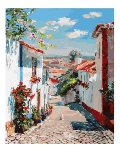 Раскраска по номерам Улочка в португальском поселке Белоснежка