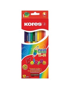 Карандаши цветные Kolores экстра мягкие трехгранные двойные 24 цвета 12 штук Kores