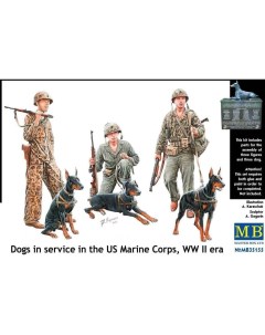 Сборная модель 1 35 Собаки на службе в Корпусе Морской пехоты США 2МВ 35155 Masterbox