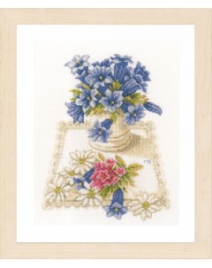 Набор для вышивания на хлопке Blue flowers арт PN 0169670 Lanarte
