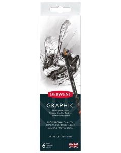 Набор чернографитных карандашей Graphic точилка 6 штук Derwent