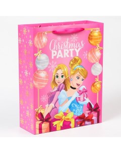Подарочный пакет ламинированный вертикальный Cristmas party Принцессы 31х40х11 5 Disney