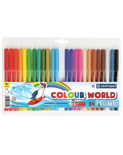 Фломастеры Colour World трехгранные смываемые 24 цвета Centropen