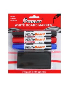Набор маркеров для доски 3 цвета 3 мм с губкой блистер Nobrand