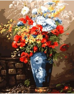 Картина по номерам Маки в синей вазе 40 х 50 см 294230 Лори