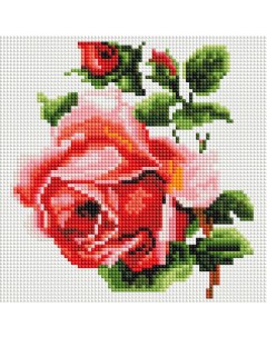 Алмазная мозаика Изящная роза Полная выкладка 20х20 см квадратные стразы Белоснежка