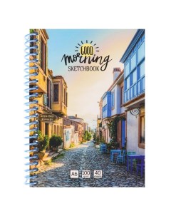 Скетчбук А6 40 листов на гребне Good Morning Italy твёрдая обложка ламинация Soft Touch Миленд